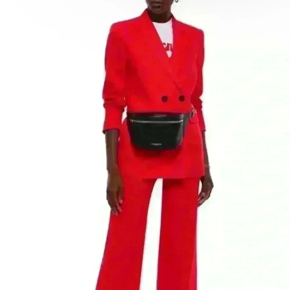 SANDRO Billy Double Breasted Swiss Dot Blazer in Red Size Xtra Small - Picture 10 of 12